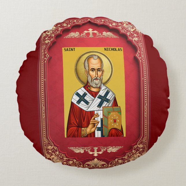 Sint Nicolaas Rond Kussen (Voorkant)