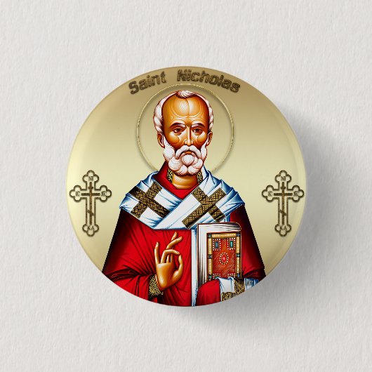 Sint Nicolaas Ronde Button 3,2 Cm (Voorkant)