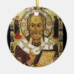 Sint Nicolaas St. Nick Santa Russisch icoon 1294 Keramisch Ornament