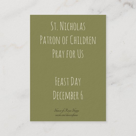 Sint-Nicolaas van de Heilige Stoel van Myra Visitekaartje (Achterkant)