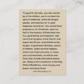 Sint-Nicolaas van Myra Prayer Kerstmis Visitekaartje (Achterkant)