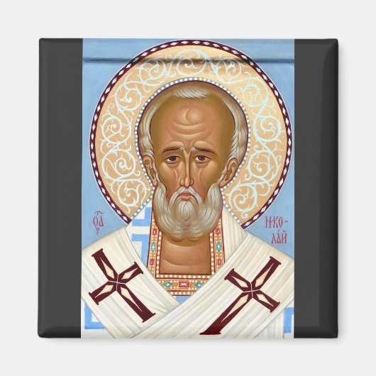 Sint-Nicolaas van Myra Premium Orthodoxe Kunst Magneet (Voorkant)