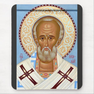 Sint-Nicolaas van Myra Premium Orthodoxe Kunst Muismat