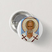 Sint-Nicolaas van Myra Premium Orthodoxe Kunst Ronde Button 3,2 Cm (Voorkant /achterkant)