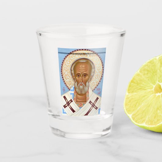 Sint-Nicolaas van Myra Premium Orthodoxe Kunst Shot Glas (Voorkant)