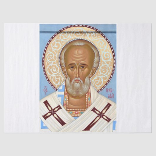 Sint-Nicolaas van Myra Premium Orthodoxe Kunst Tissuepapier (Voorkant)