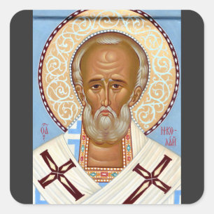 Sint-Nicolaas van Myra Premium Orthodoxe Kunst Vierkante Sticker