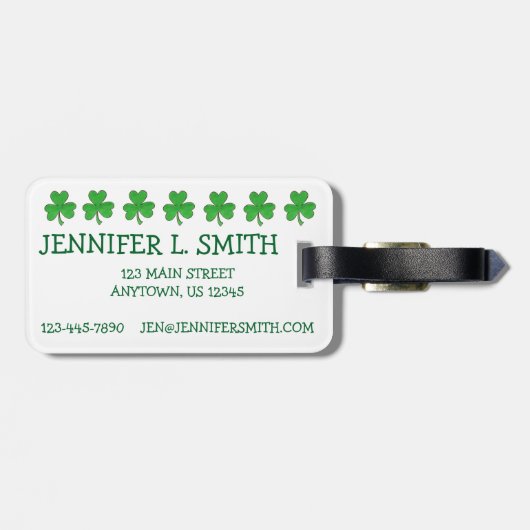 Sint Paddy's Day Green Lucky Irish Shamrock Clover Bagagelabel (Achterkant horizontaal)
