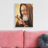 Sint Padre Pio Crucifix Jezus Priester Canvas Afdruk (Insitu (Woonkamer))