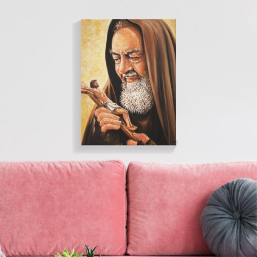 Sint Padre Pio Crucifix Jezus Priester Canvas Afdruk (Insitu (Woonkamer))