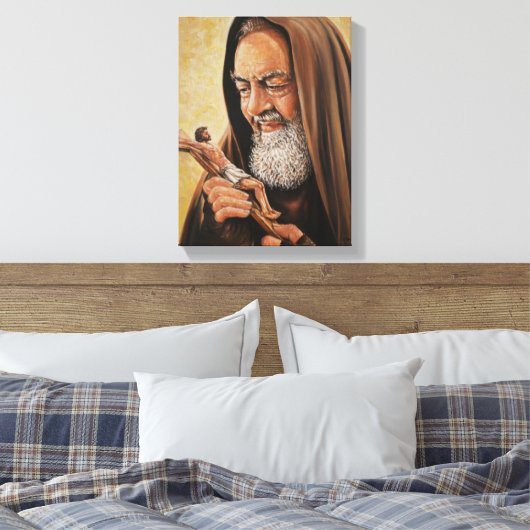Sint Padre Pio Crucifix Jezus Priester Canvas Afdruk (Insitu (Slaapkamer))
