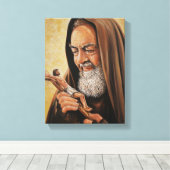 Sint Padre Pio Crucifix Jezus Priester Canvas Afdruk (Insitu (Houten vloer))