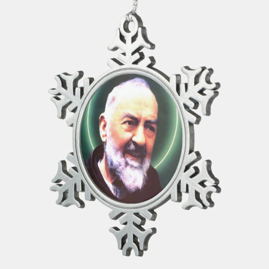 Sint-Padre Pio-pinda-snowflake Tin Sneeuwvlok Ornament (Rechts)