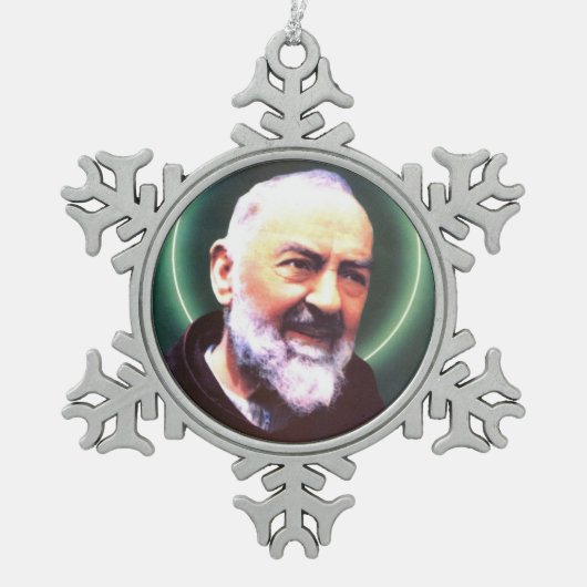 Sint-Padre Pio-pinda-snowflake Tin Sneeuwvlok Ornament (Voorkant)