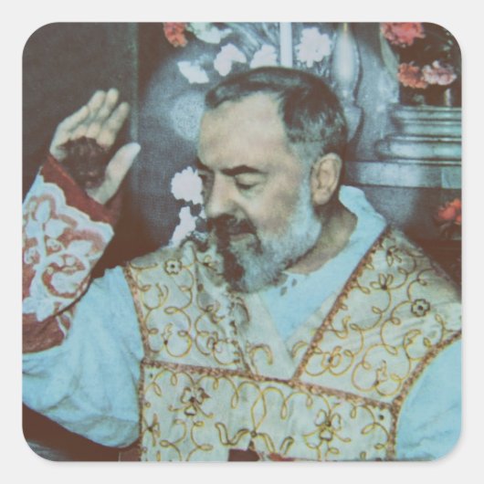 Sint Padre Pio Vierkante Sticker (Voorkant)