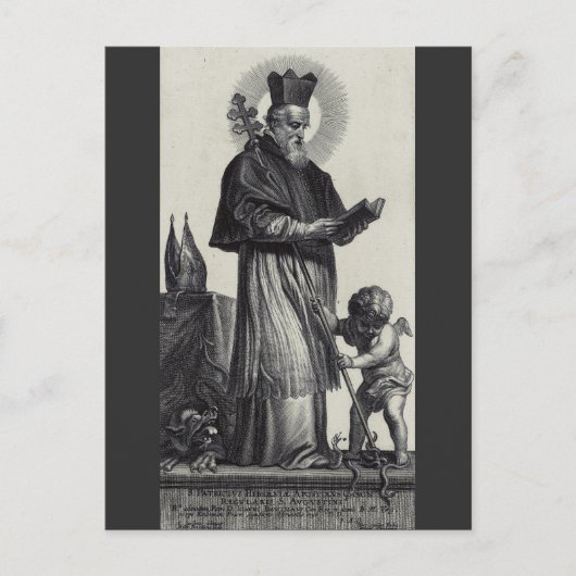 Sint Patrick Apostel van Ierland Monochrome Kunst Briefkaart (Voorkant)