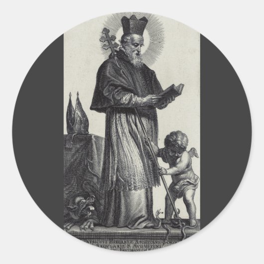 Sint-Patrick Apostel van Ierland Monochrome Kunst Ronde Sticker (Voorkant)