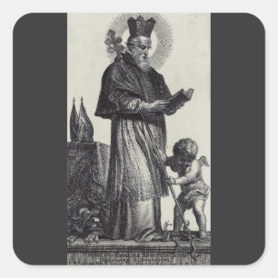 Sint Patrick Apostel van Ierland  Monochrome Kunst Vierkante Sticker