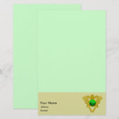 SINT PATRICK CELTIC HEART, SHAMROCK Light Green Briefpapier (Voorkant / Achterkant)