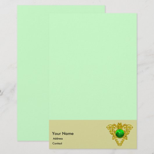 SINT PATRICK CELTIC HEART, SHAMROCK Light Green Briefpapier (Voorkant / Achterkant)