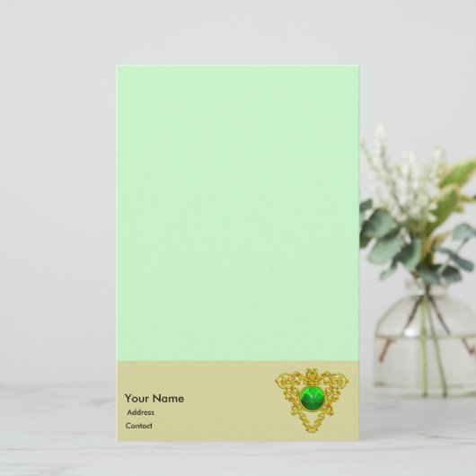 SINT PATRICK CELTIC HEART, SHAMROCK Light Green Briefpapier (Staand voorkant)
