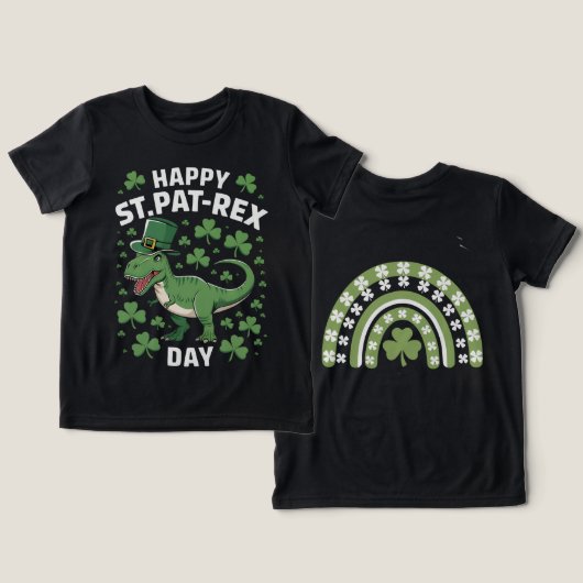 Sint-Patrick-dinosaurus Tri-Blend Shirt (Ontwerp Voorkant & Achterkant)