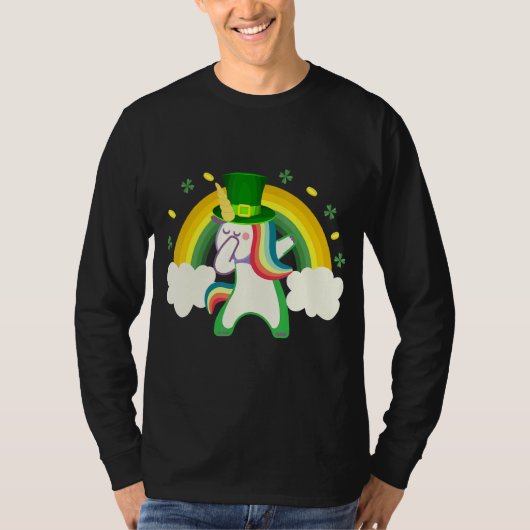 Sint-Patrickdag Dabbing Rainbow Unicorn Power of W T-shirt (Voorkant)