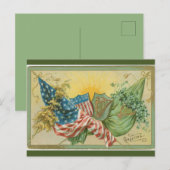  Sint Patrick's Amerikaanse vlag Shamrock Harp Briefkaart (Voorkant / Achterkant)