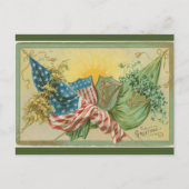 Sint Patrick's Amerikaanse vlag Shamrock Harp Briefkaart (Voorkant)