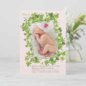 Sint-Patrick's Baby Girl Foto geboorteaankondiging Aankondiging (Staand voorkant)