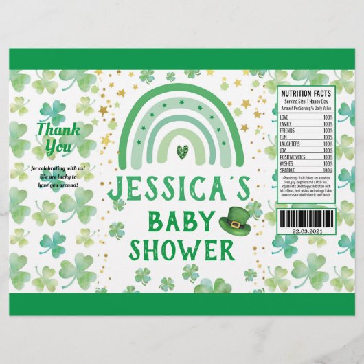 Sint Patrick's Baby shower Favor Chip Bag Wrapper Flyer (Voorkant)