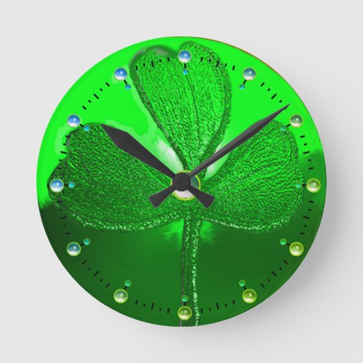 SINT PATRICK'S CELTIC HEART, GROEN SHAMROCK RONDE KLOK (Voorkant)