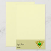 SINT PATRICK'S CELTIC HEART, SHAMROCK Cream Briefpapier (Voorkant / Achterkant)