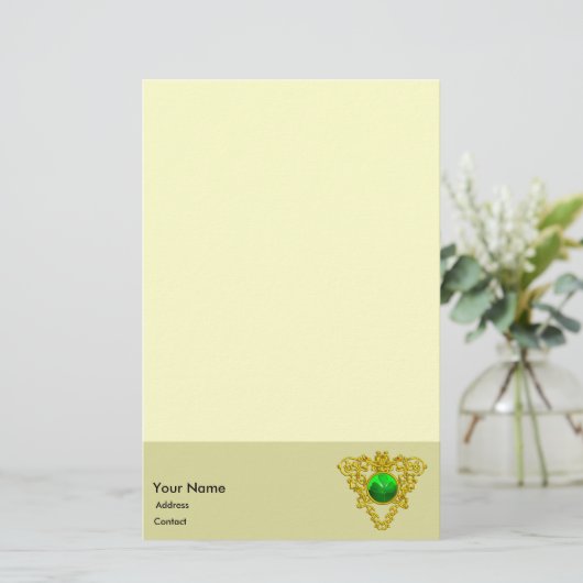 SINT PATRICK'S CELTIC HEART, SHAMROCK Cream Briefpapier (Staand voorkant)