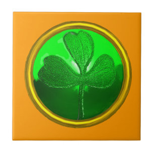 SINT PATRICK'S CELTIC HEART, SHAMROCK, oranje Tegeltje