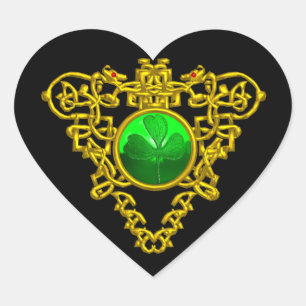 SINT PATRICK'S CELTIC HEART, zwart Hart Sticker