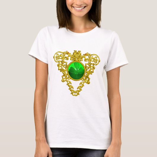 SINT PATRICK'S CELTISCHE HART MET GROENE SHAMROCK T-SHIRT (Voorkant)