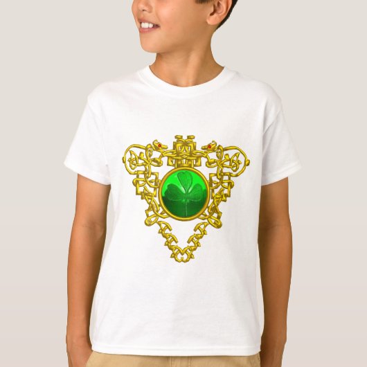 SINT PATRICK'S CELTISCHE HART MET GROENE SHAMROCK T-SHIRT (Voorkant)