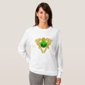 SINT PATRICK'S CELTISCHE HART MET GROENE SHAMROCK T-SHIRT (Voorkant volledig)