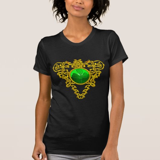 SINT PATRICK'S CELTISCHE HART MET GROENE SHAMROCK T-SHIRT (Voorkant)