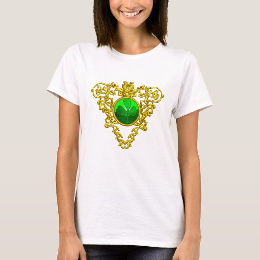 SINT PATRICK'S CELTISCHE HART MET GROENE SHAMROCK T-SHIRT (Voorkant)