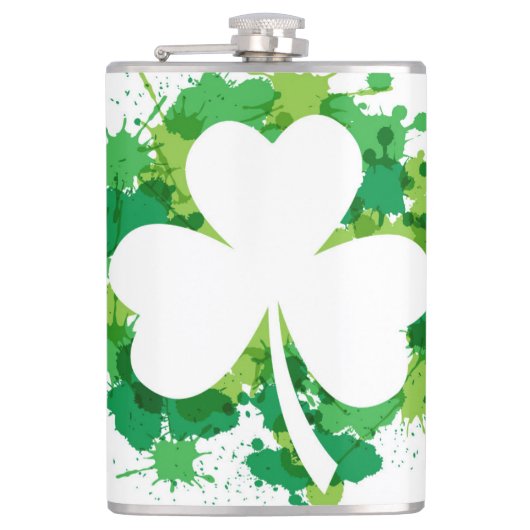 Sint-Patricks Clover Vinyl Wrapped Flask Heupfles (Voorkant)