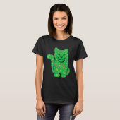 Sint Patrick's dag Cat Silhouette Green Shamrock T-shirt (Voorkant volledig)