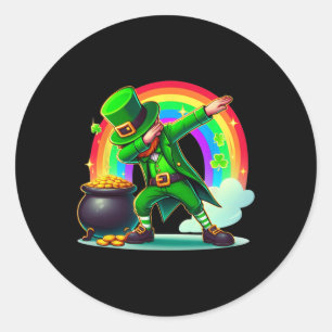 Sint-Patricks Dag Dabbing Leprechaun Boys Girls Ma Ronde Sticker