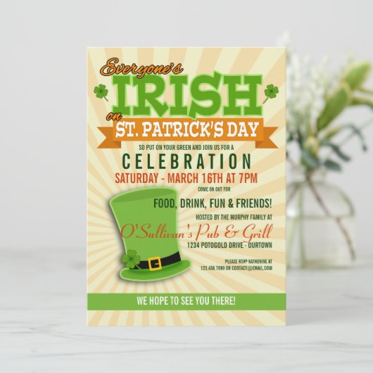 Sint-Patricks dag feestelijke uitnodigingen (Staand voorkant)
