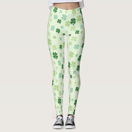 Sint Patricks dag Groen Hoesje Shamrocks Pattern Leggings (Voorkant)