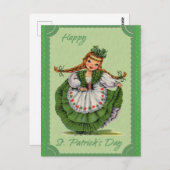  Sint-Patricks Dag Irish Girl Green Briefkaart (Voorkant / Achterkant)