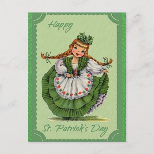  Sint-Patricks Dag Irish Girl Green Briefkaart (Voorkant)