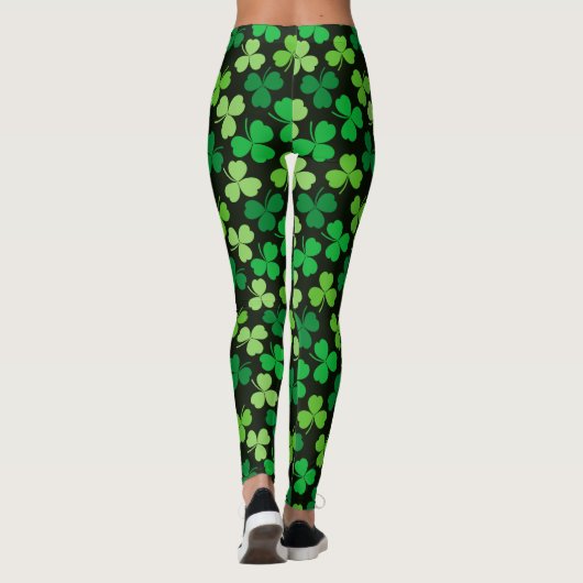 Sint-Patricks-dag-shamrock-patroon in zwart Leggings (Achterkant)