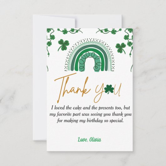 Sint patrick's dag shamrock verjaardag dank je kaa (Voorkant)